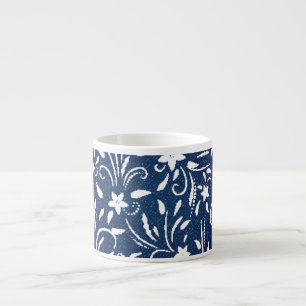 Denim Blooms: Floral Pattern Background Espresso Cup
