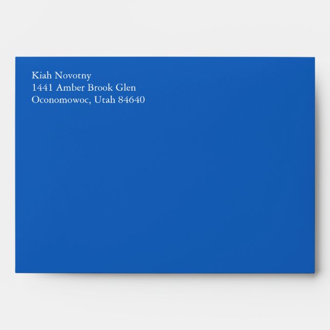 Denim Blue A7 5x7 Envelopes With Return Address (Front)