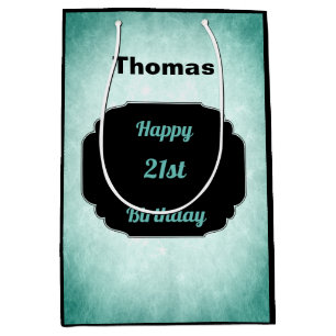 Denim Blue and black 21st birthday Medium Gift Bag