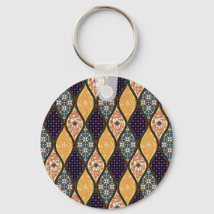Denim Blue Art Nouveau: Seamless Key Ring