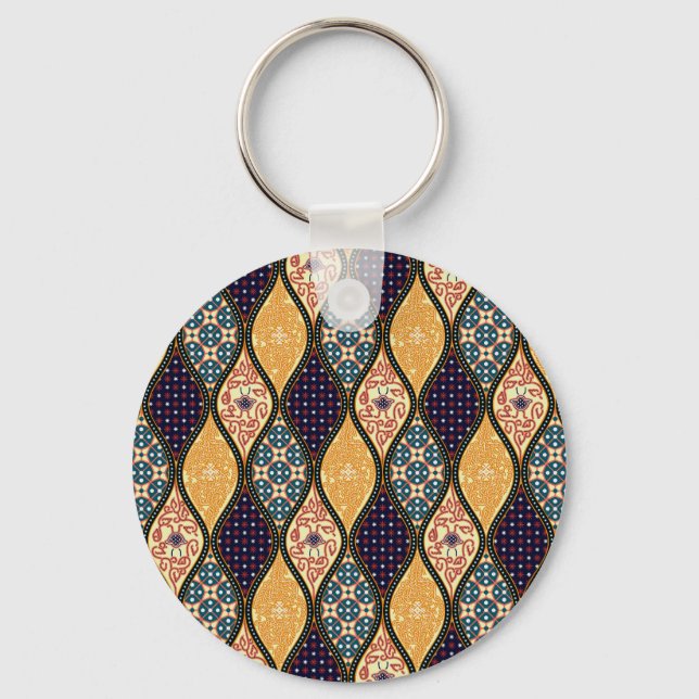 Denim Blue Art Nouveau: Seamless Key Ring (Front)