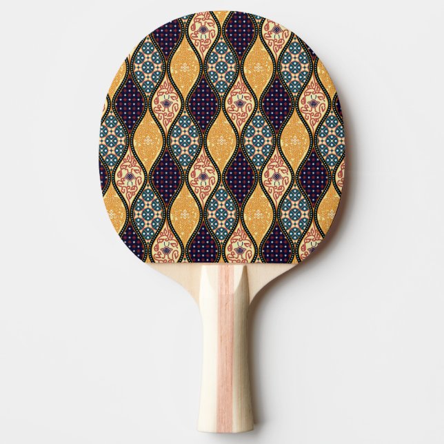 Denim Blue Art Nouveau: Seamless Ping Pong Paddle (Front)