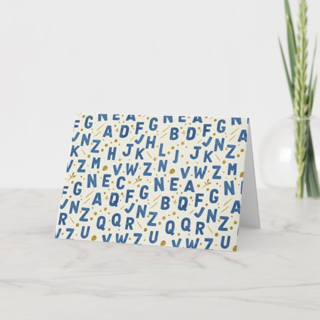 Denim Blue Artisan Alphabet Card (Front)