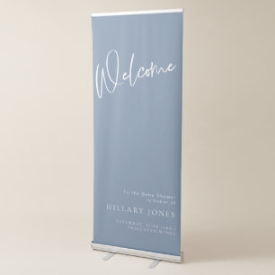 Denim Blue Baby Shower Welcome banner sign