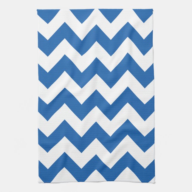 Denim Blue Bold Chevron Tea Towel (Vertical)