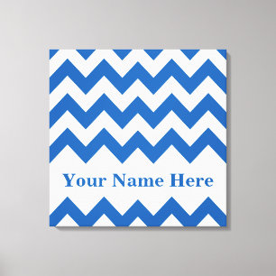 Denim Blue Bold Chevron with name at Emporio Moffa Canvas Print