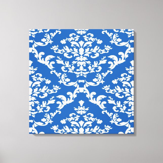 Denim Blue Bold Damask @ Emporiomoffa Canvas Print (Front)