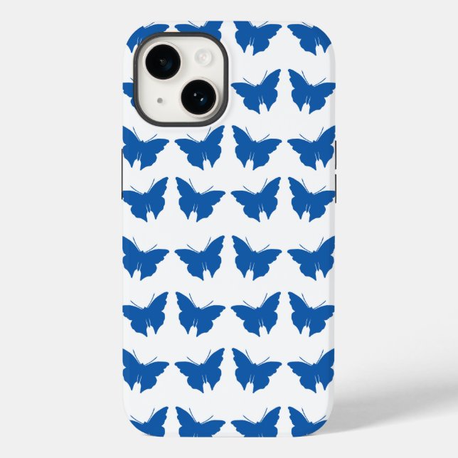 Denim Blue Bold Mod Butterflies Case-Mate iPhone Case (Back)