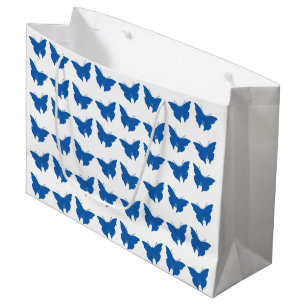 Denim Blue Bold Mod Butterflies Large Gift Bag