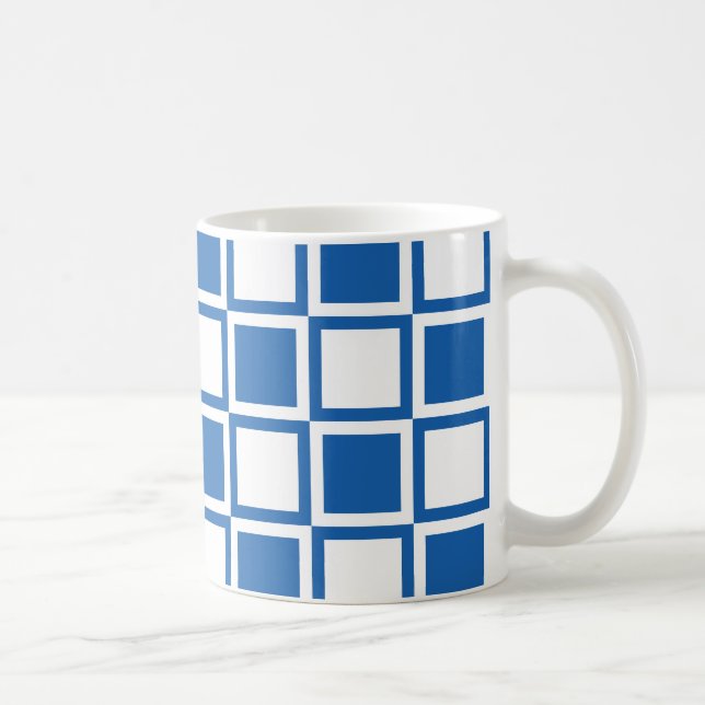 Denim Blue Bold Mod Squares Coffee Mug (Right)