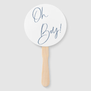 Denim Blue Boy Baby Shower Custom Hand Fan