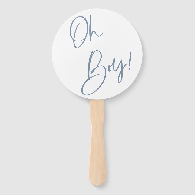 Denim Blue Boy Baby Shower Custom Hand Fan (Front)