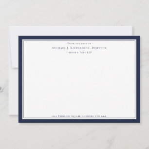 Denim Blue Business Monogram From The Desk of Card