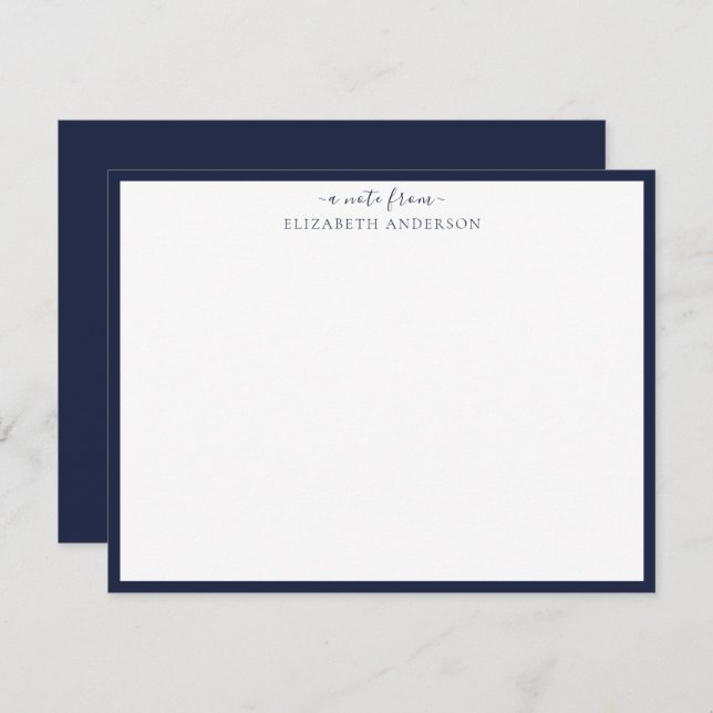 Denim Blue Classic Border Note Card (Front/Back)