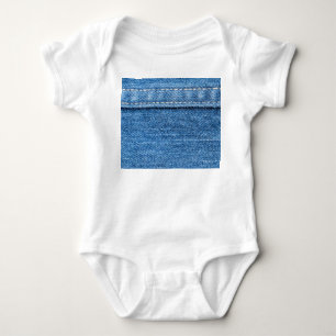 Denim Blue: Classic Jeans Texture. Baby Bodysuit