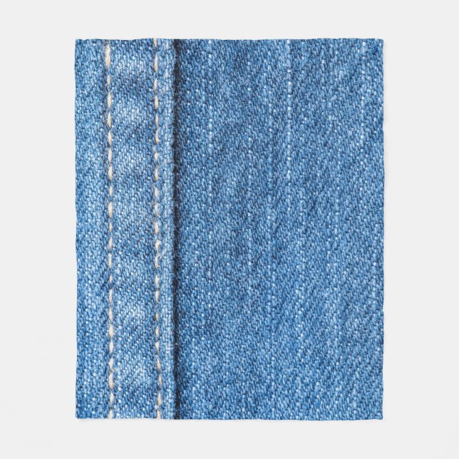 Denim Blue: Classic Jeans Texture. Fleece Blanket (Front)