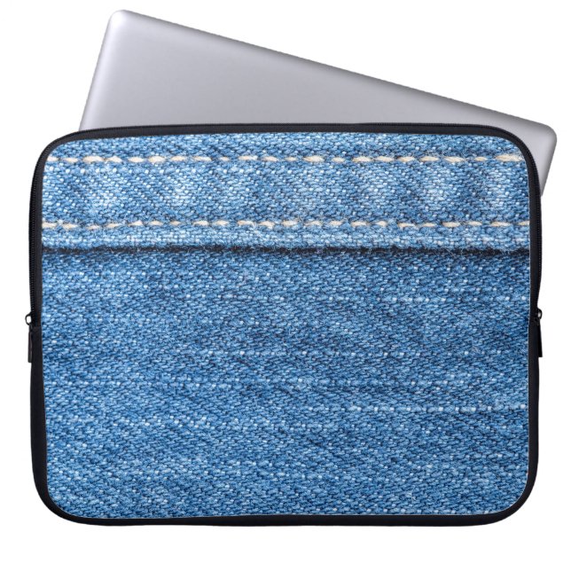 Denim Blue: Classic Jeans Texture. Laptop Sleeve (Front)