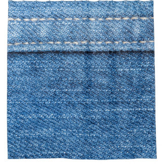Denim Blue: Classic Jeans Texture. Shower Curtain