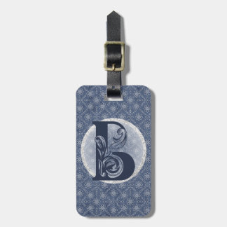 Denim Blue Decorative Monogram "B" Luggage Tag
