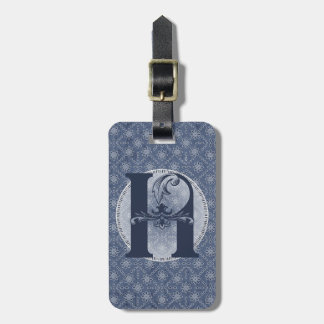 Denim Blue Decorative Monogram "H" Luggage Tag 