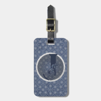 Denim Blue Decorative Monogram "J" Luggage Tag 