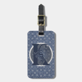 Denim Blue Decorative Monogram "K" Luggage Tag 