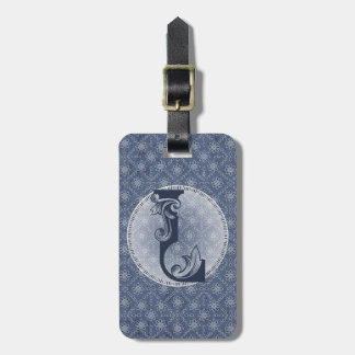 Denim Blue Decorative Monogram "L" Luggage Tag 