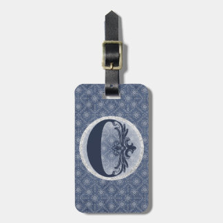 Denim Blue Decorative Monogram "O" Luggage Tag