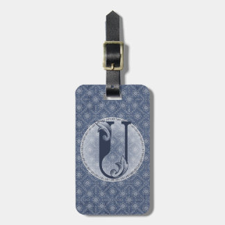 Denim Blue Decorative Monogram "U" Luggage Tag 