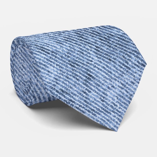 Denim Blue Denim Pattern Tie (Rolled)