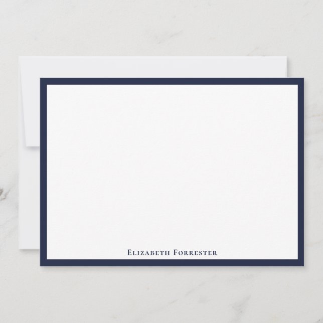 Denim Blue Elegant Modern Flat Note Card (Front)