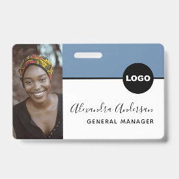 Denim Blue Employee Photo ID Retail Store Badge