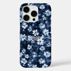Denim Blue Flowers iPhone 16 Pro Case