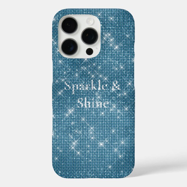 Denim Blue Glitzy Chic Glam Sparkle Case-Mate iPhone Case (Back)