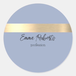 Denim Blue Gold Foil Rustic Faux Classic Round Sticker