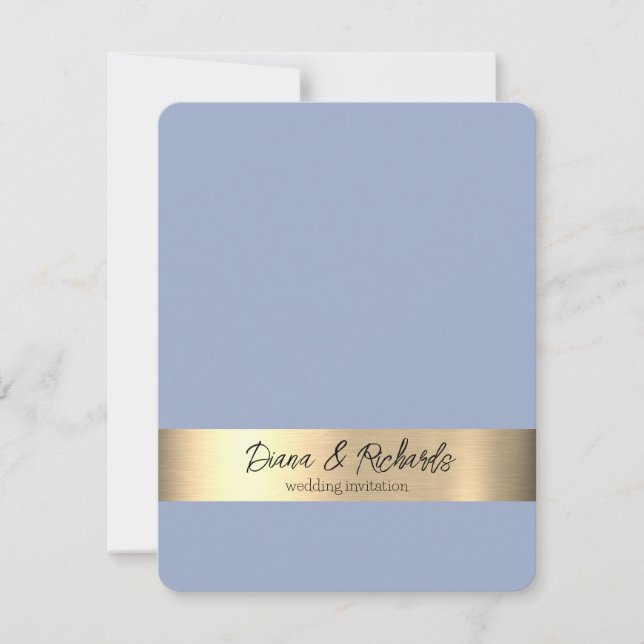 Denim Blue Gold Foil Rustic Wedding Invitation (Front)