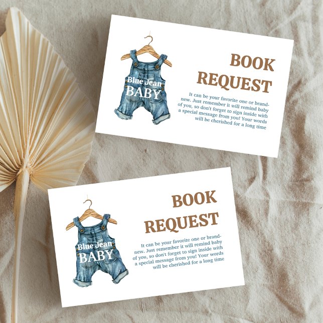 Denim Blue Jean Baby Boy Baby Shower Book Request Enclosure Card (Creator Uploaded)