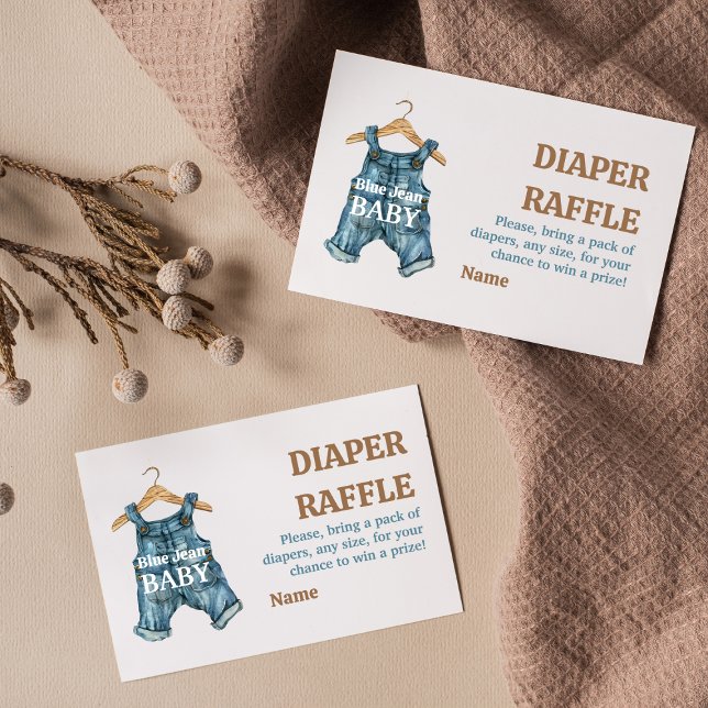 Denim Blue Jean Baby Boy Baby Shower Diaper Raffle Enclosure Card (Creator Uploaded)