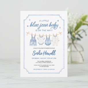 Denim Blue Jean Baby Clothesline Baby Shower Invitation