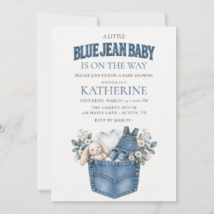 Denim Blue Jean Baby Shower Invitation