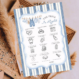 Denim Blue Jean Baby Shower Price is Right Game 