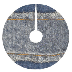 Denim Blue Jeans: Casual Double Patch Brushed Polyester Tree Skirt