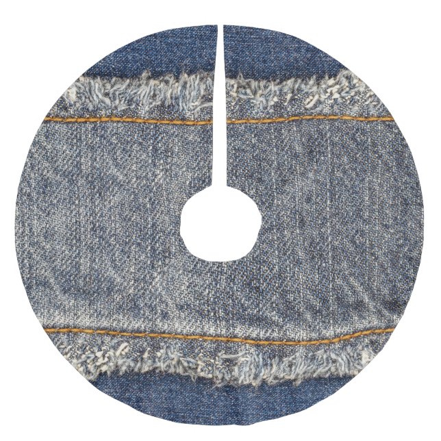 Denim Blue Jeans: Casual Double Patch Brushed Polyester Tree Skirt (Front)