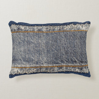 Denim Blue Jeans: Casual Double Patch Decorative Cushion