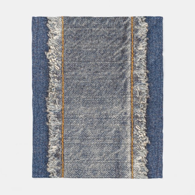 Denim Blue Jeans: Casual Double Patch Fleece Blanket (Front)