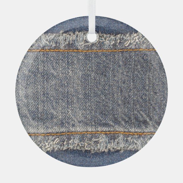 Denim Blue Jeans: Casual Double Patch Glass Tree Decoration (Front)