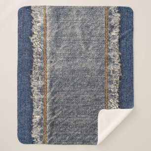 Denim Blue Jeans: Casual Double Patch Sherpa Blanket