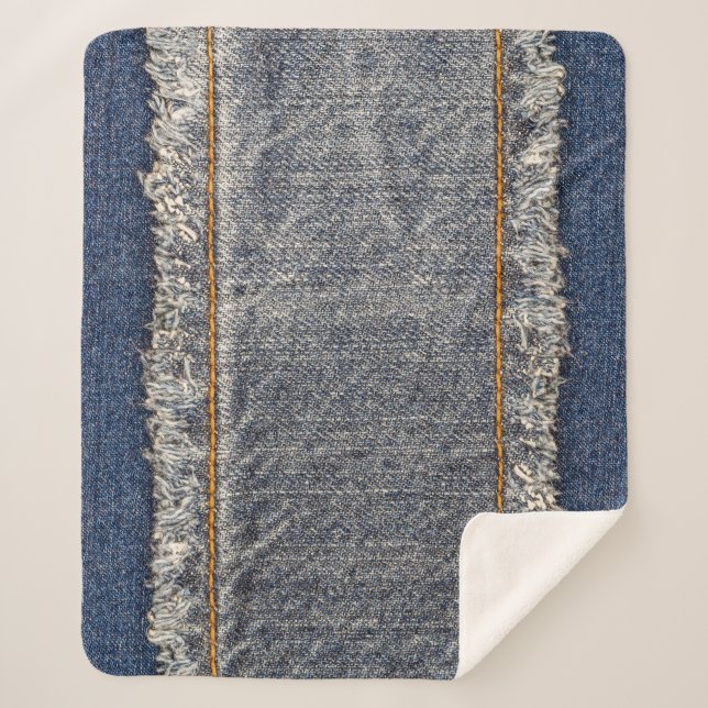Denim Blue Jeans: Casual Double Patch Sherpa Blanket (Front)