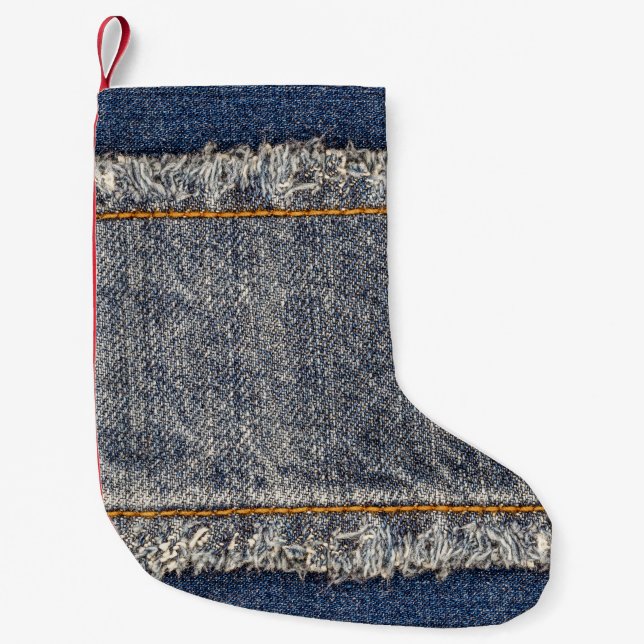 Denim Blue Jeans: Casual Double Patch Small Christmas Stocking (Front)