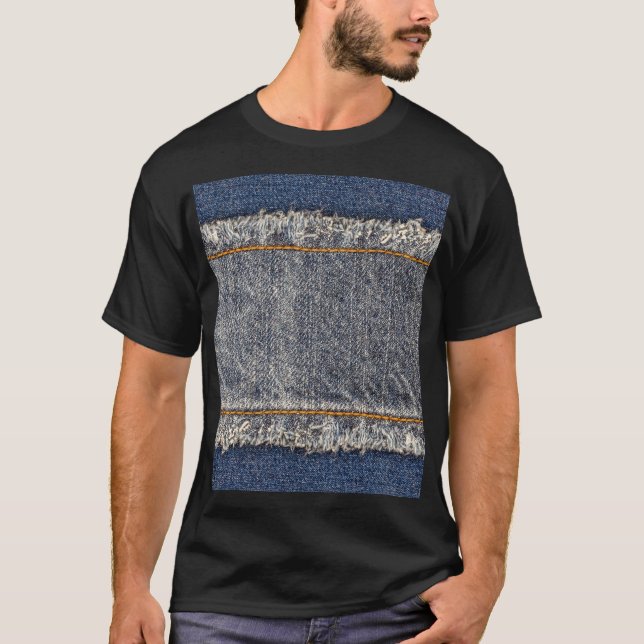 Denim Blue Jeans: Casual Double Patch T-Shirt (Front)